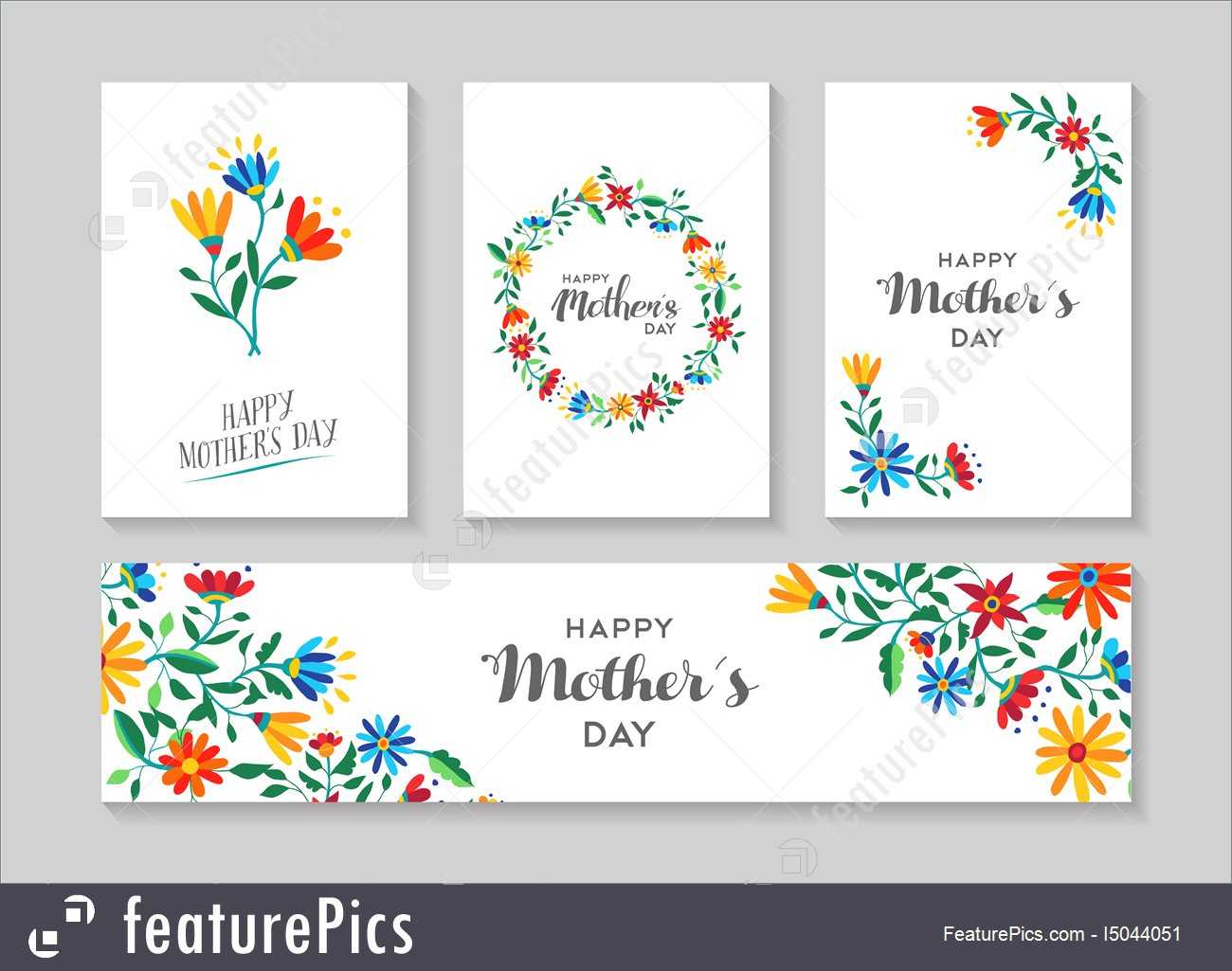 Happy Mother's Day Card And Label Floral Set Stock With Mothers Day Card Templates