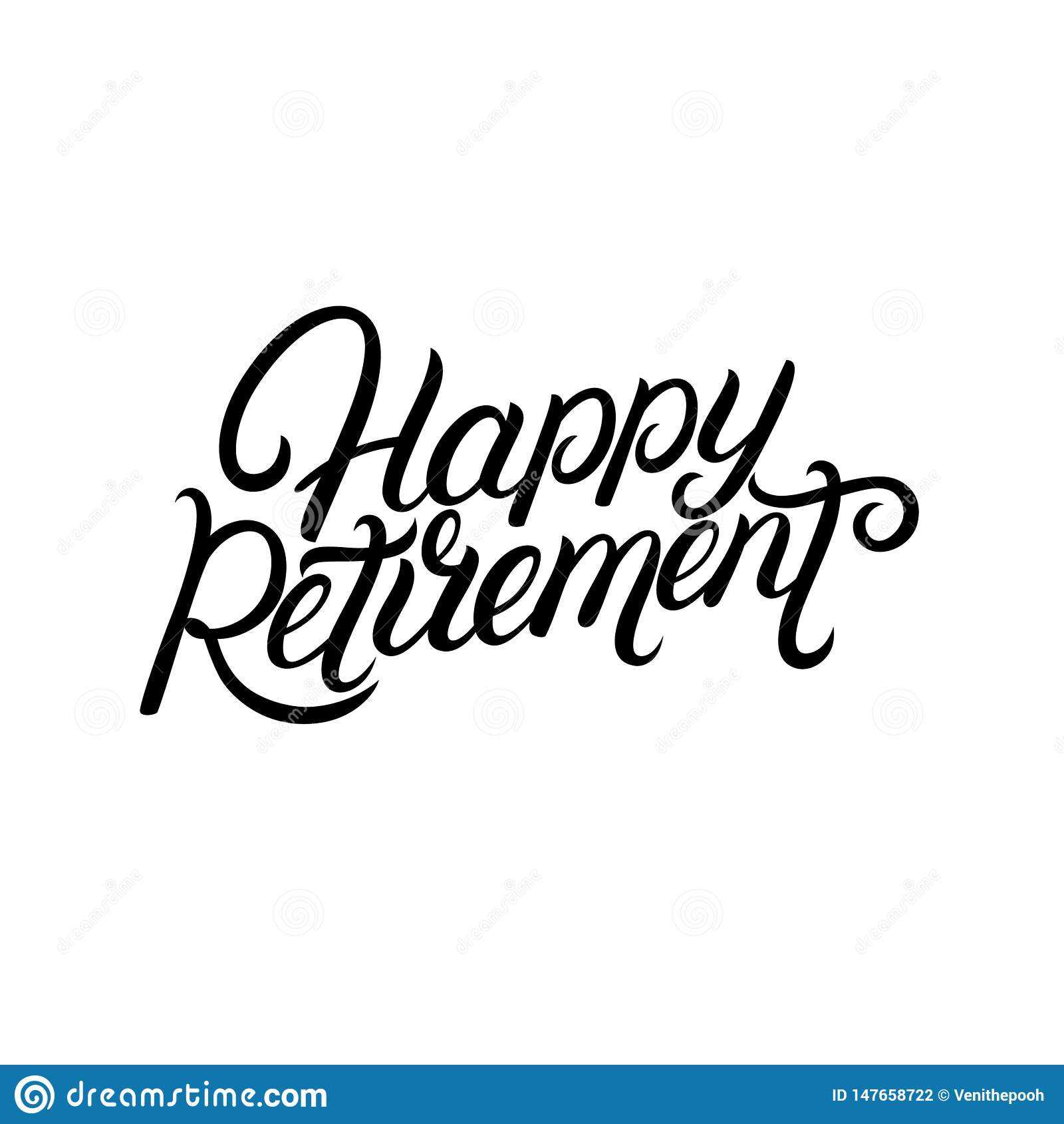 Happy Retirement Hand Written Lettering. Stock Vector With Retirement Card Template