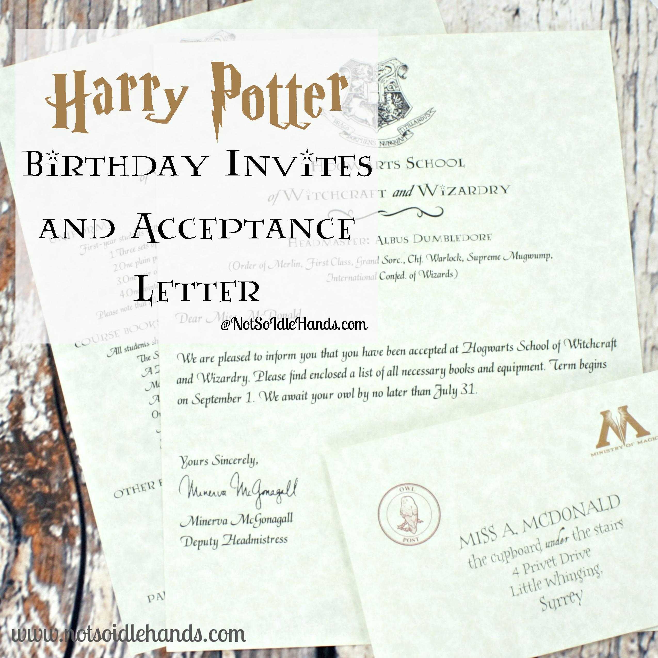 Harry Potter Birthday Invitations And Authentic Acceptance Intended For Harry Potter Certificate Template
