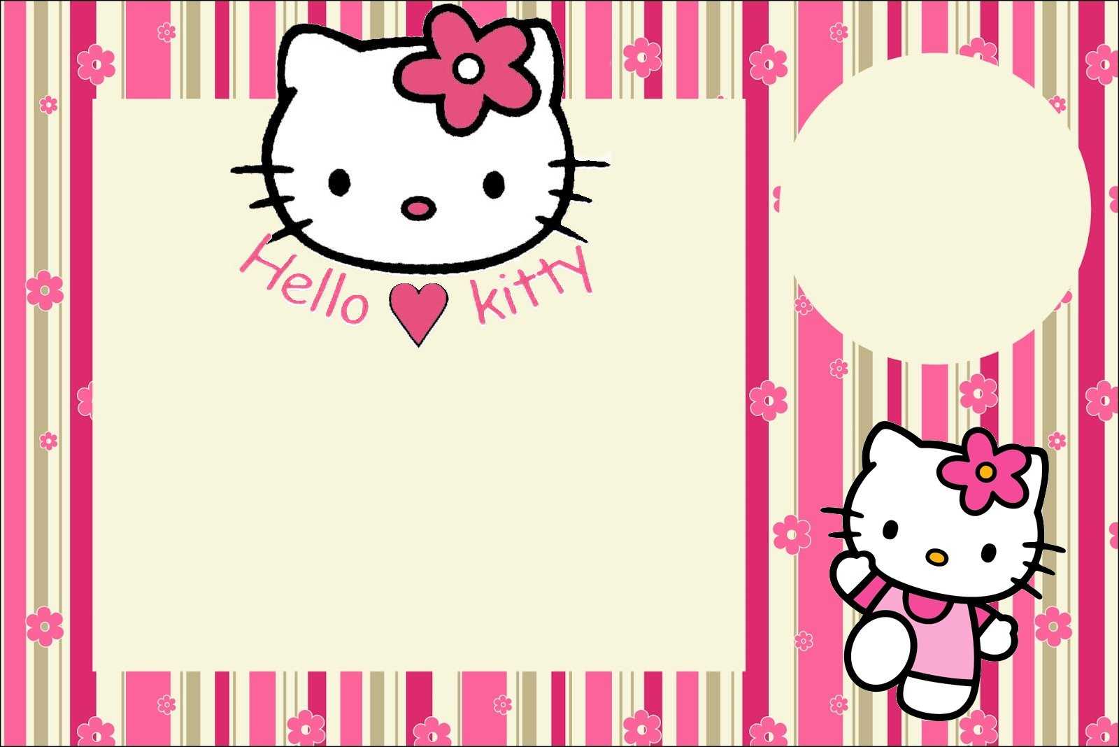 Hello Kitty With Flowers: Free Printable Invitations. – Oh Regarding Hello Kitty Birthday Card Template Free