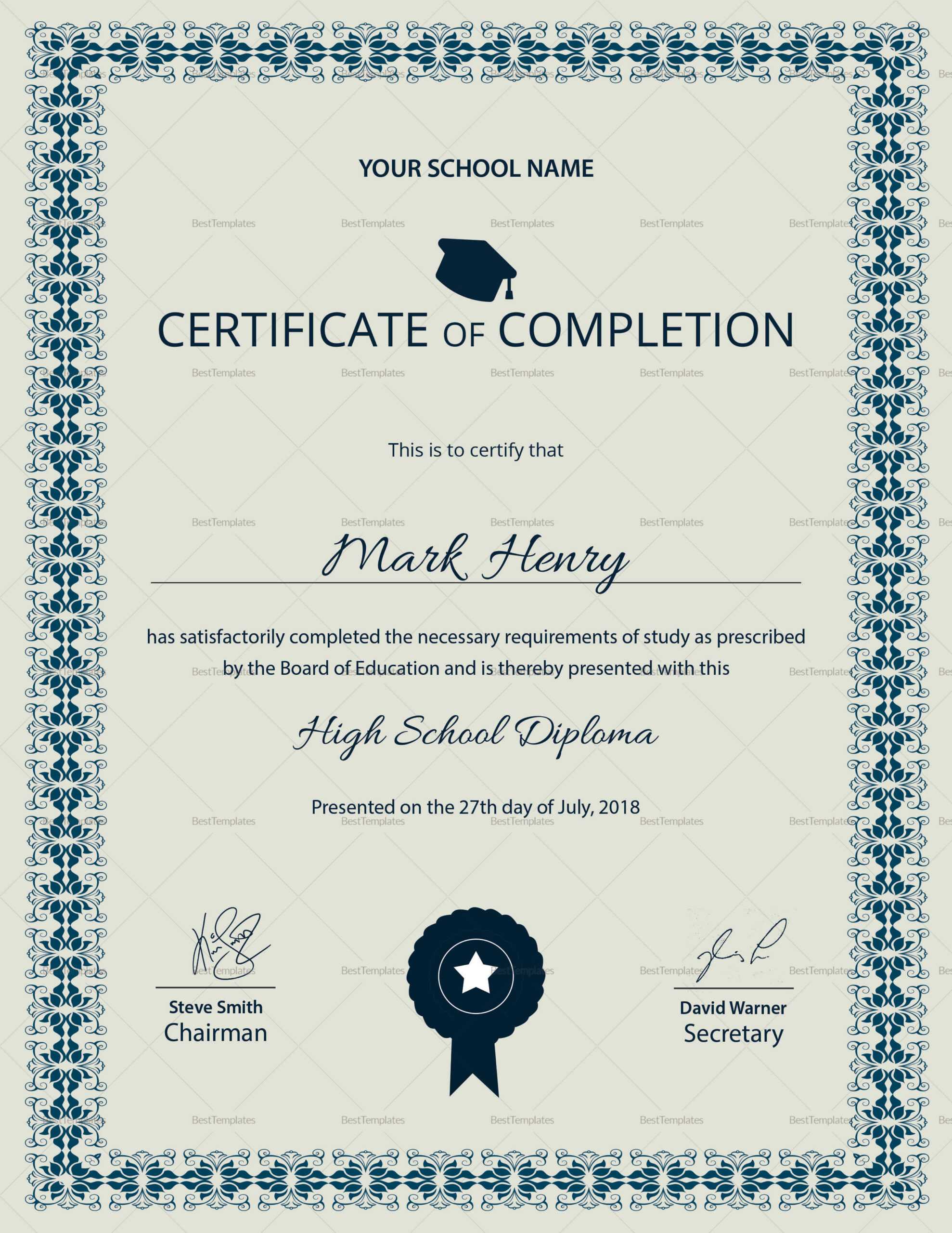 High School Certificate – Colona.rsd7 Regarding School Leaving Certificate Template