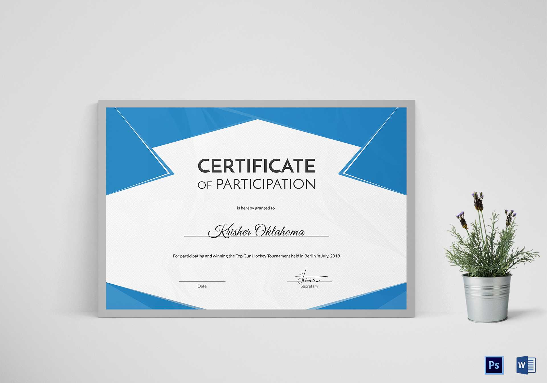 Hockey First Place Certificate Template In Hockey Certificate Templates