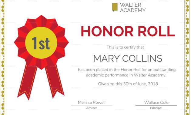 Honor Roll Certificate Template regarding Honor Roll Certificate Template