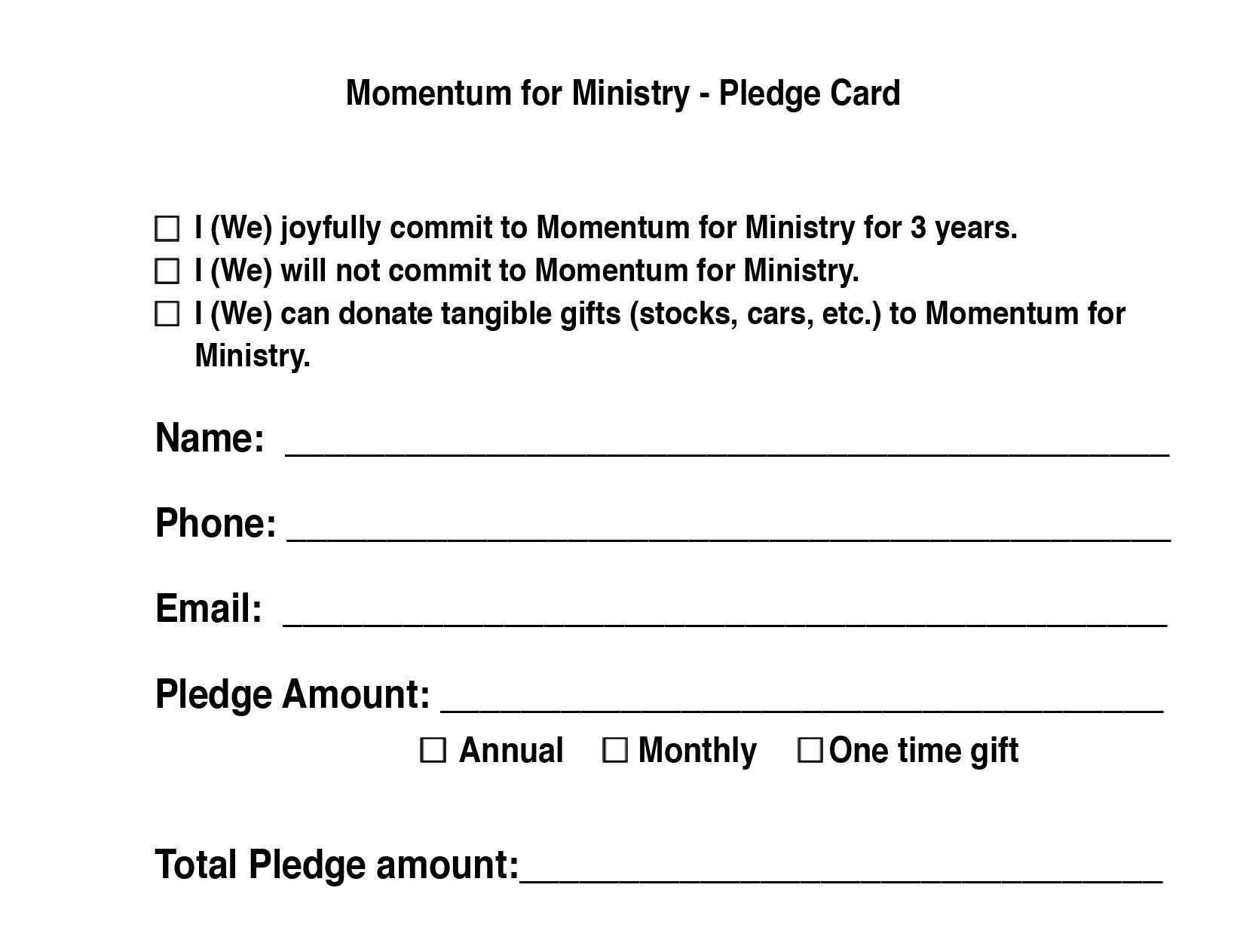 Hope Covenant Church: Chandler Az > Momentum For Ministry Pertaining To Building Fund Pledge Card Template