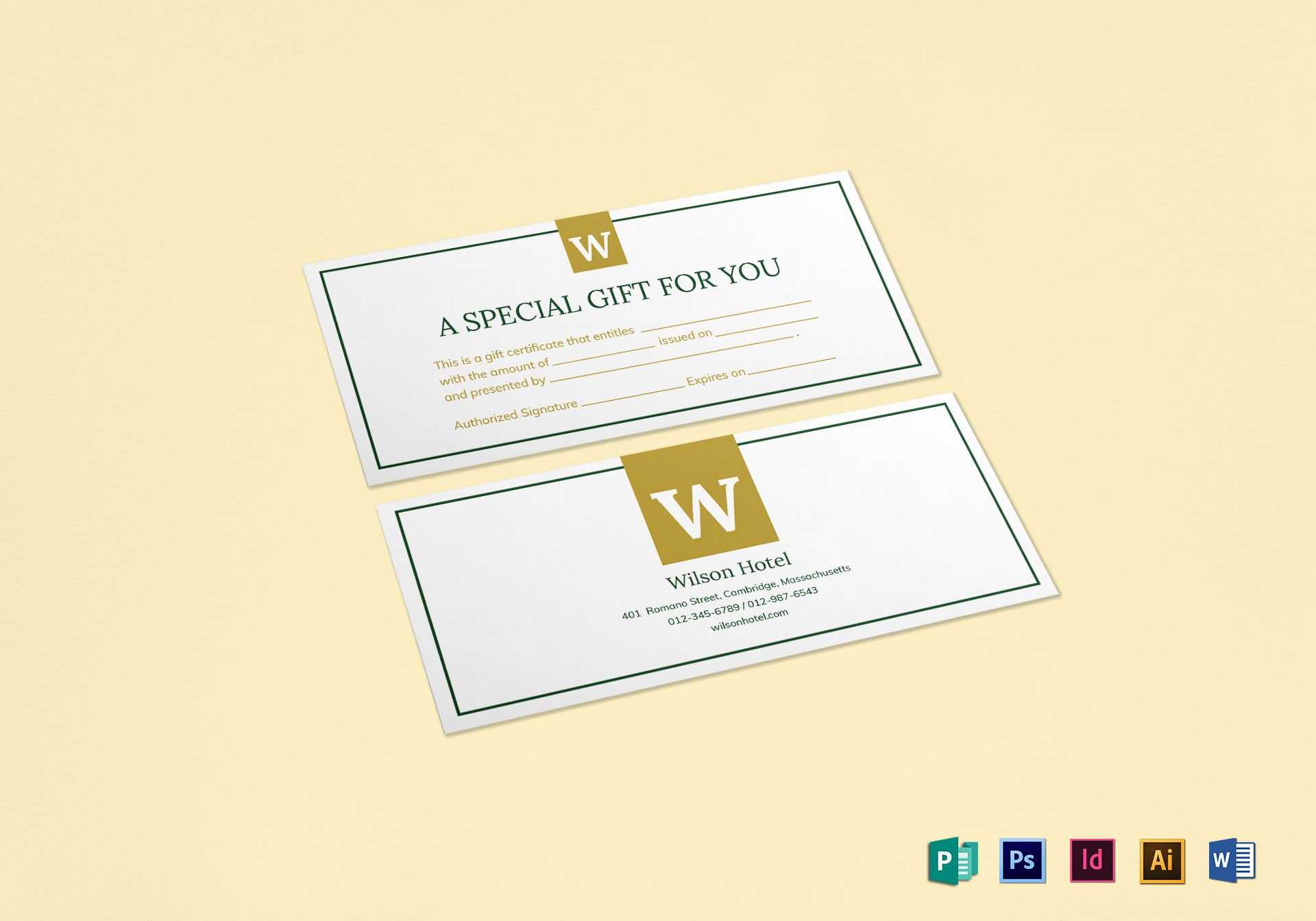 Hotel Gift Certificate Template For Indesign Gift Certificate Template