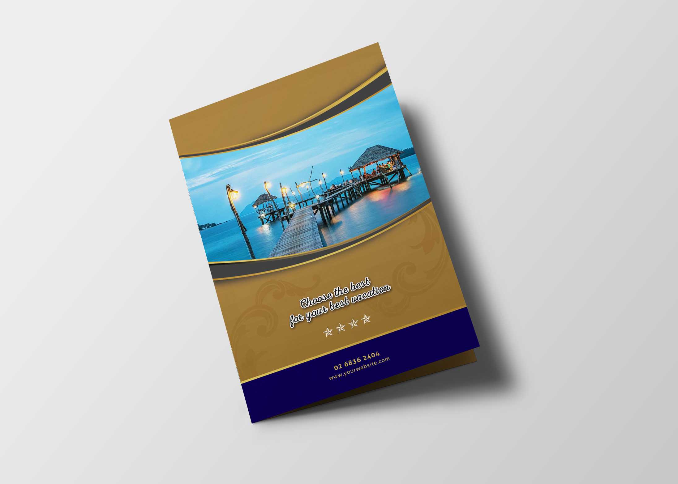 Hotel Resort Bi Fold Brochure Design Template – 99Effects Pertaining To Hotel Brochure Design Templates