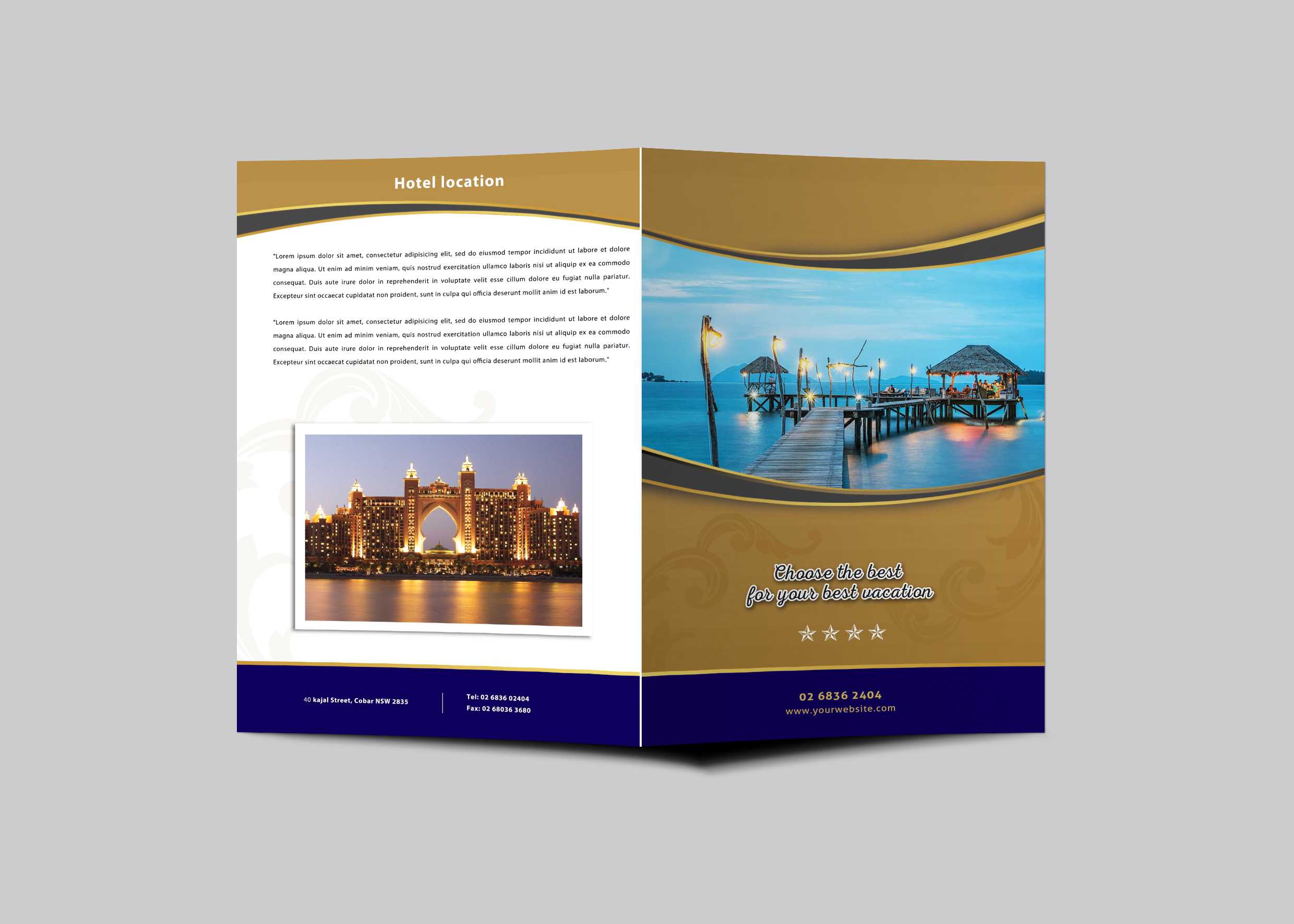 Hotel Resort Bi Fold Brochure Design Template | Psd Premium Inside Hotel Brochure Design Templates