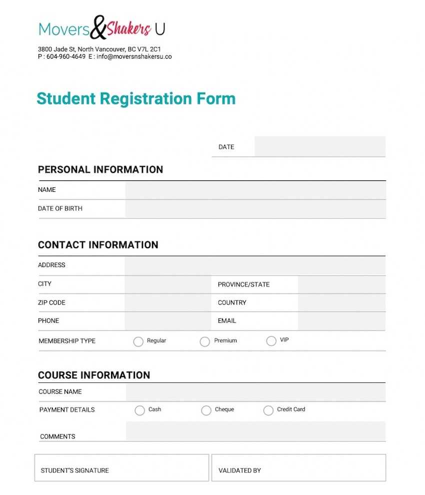 How To Customize A Registration Form Template Using For Product Line Card Template Word