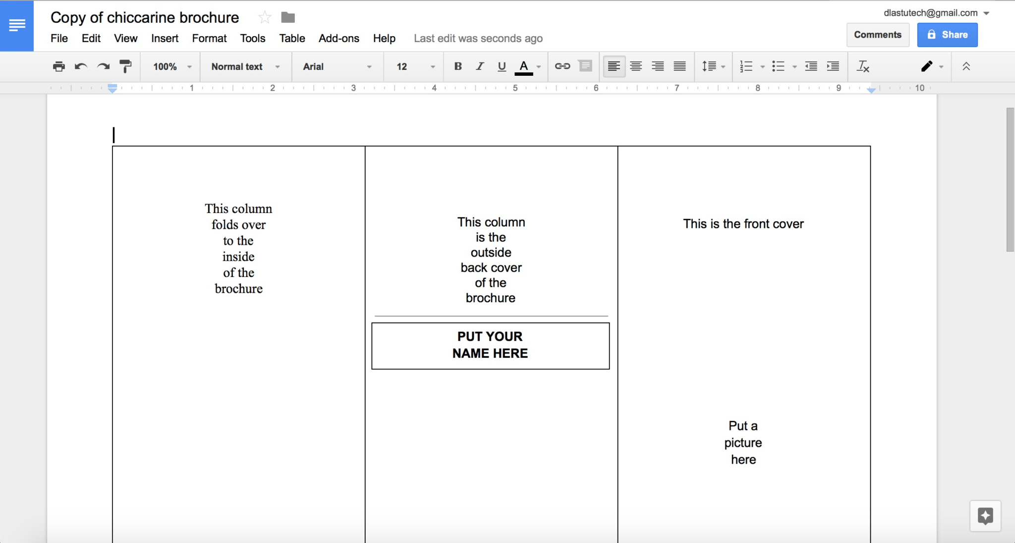 tri fold brochure google docs