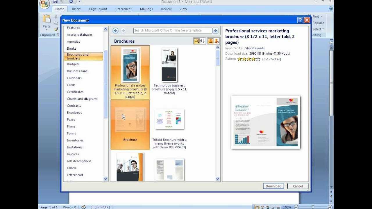 Brochure Templates For Word 2007