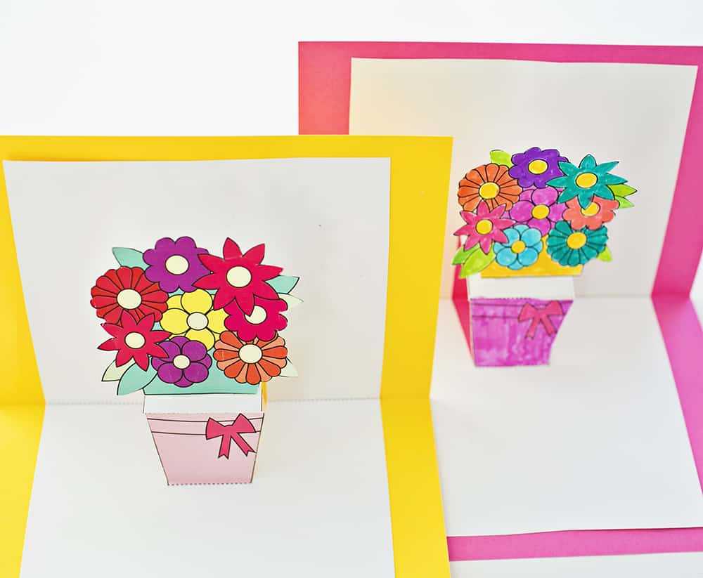How To Make Pop Up Flower Cards With Free Printables For Free Printable Pop Up Card Templates