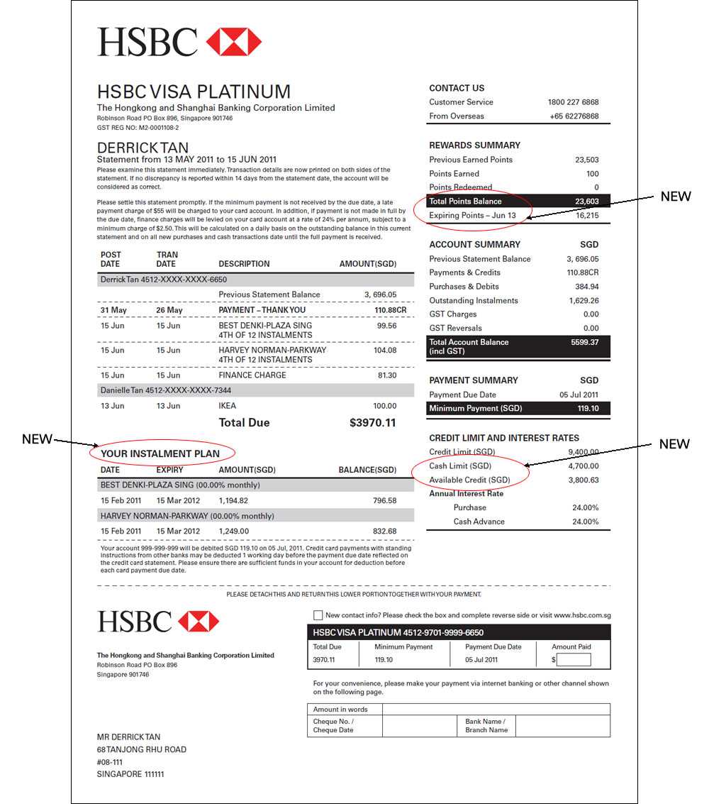 Hsbc Credit Cards | Hsbc In Singapore In Credit Card Statement Template