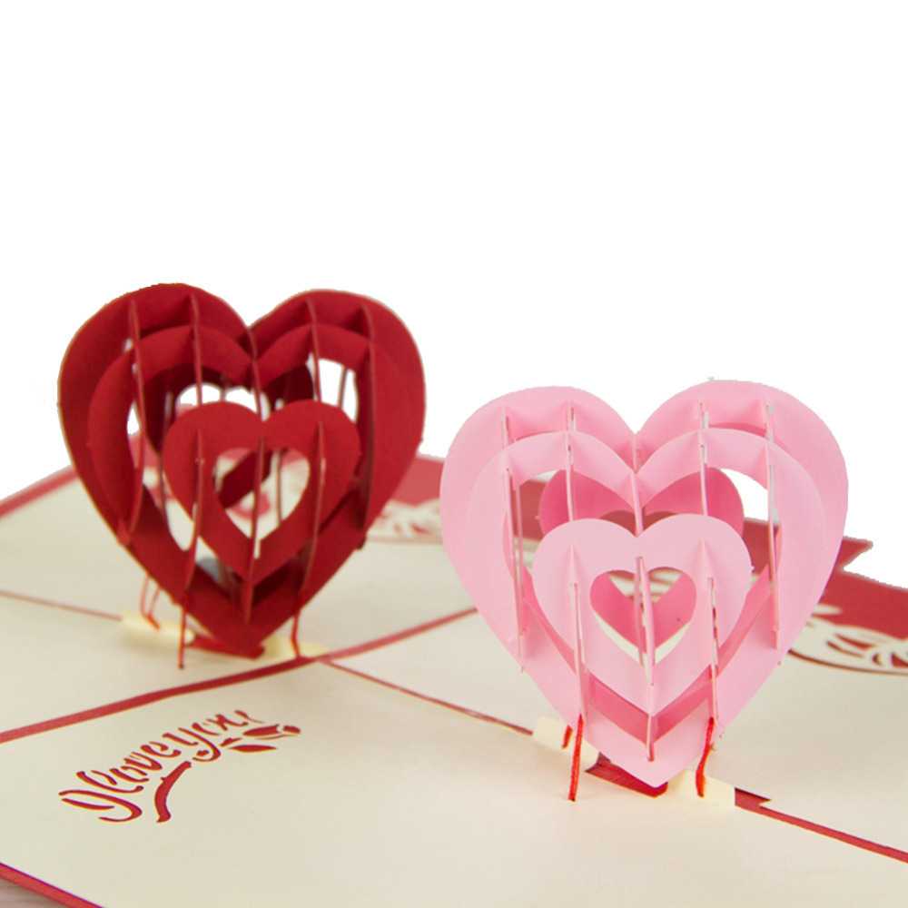 I Love You" Red Heart Design Handmade Creative Kirigami With Heart Pop Up Card Template Free