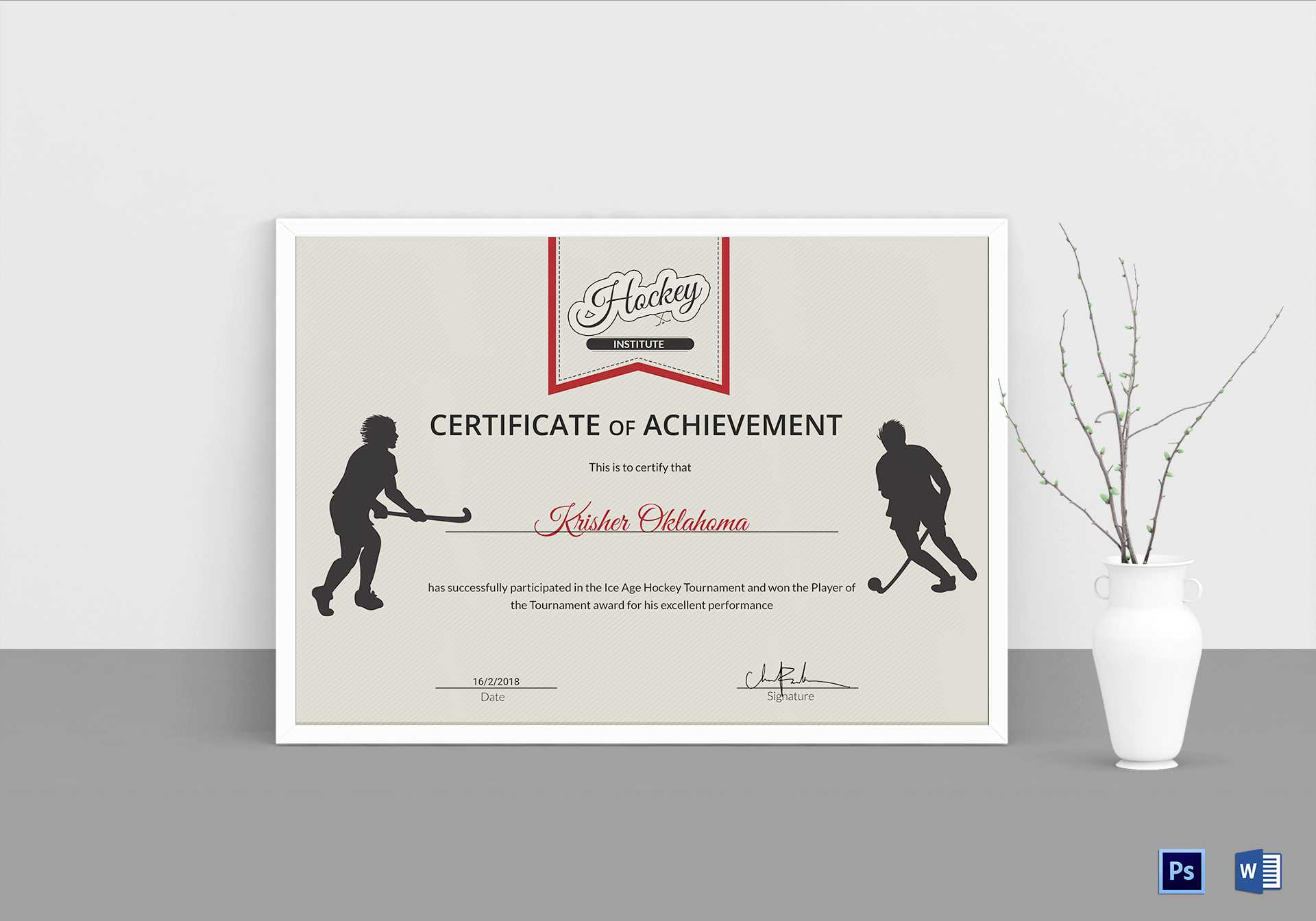 Ice Hockey Achievement Certificate Template Throughout Hockey Certificate Templates