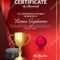 Ice Hockey Certificate Diploma With Golden Cup Vector. Sport Within Hockey Certificate Templates