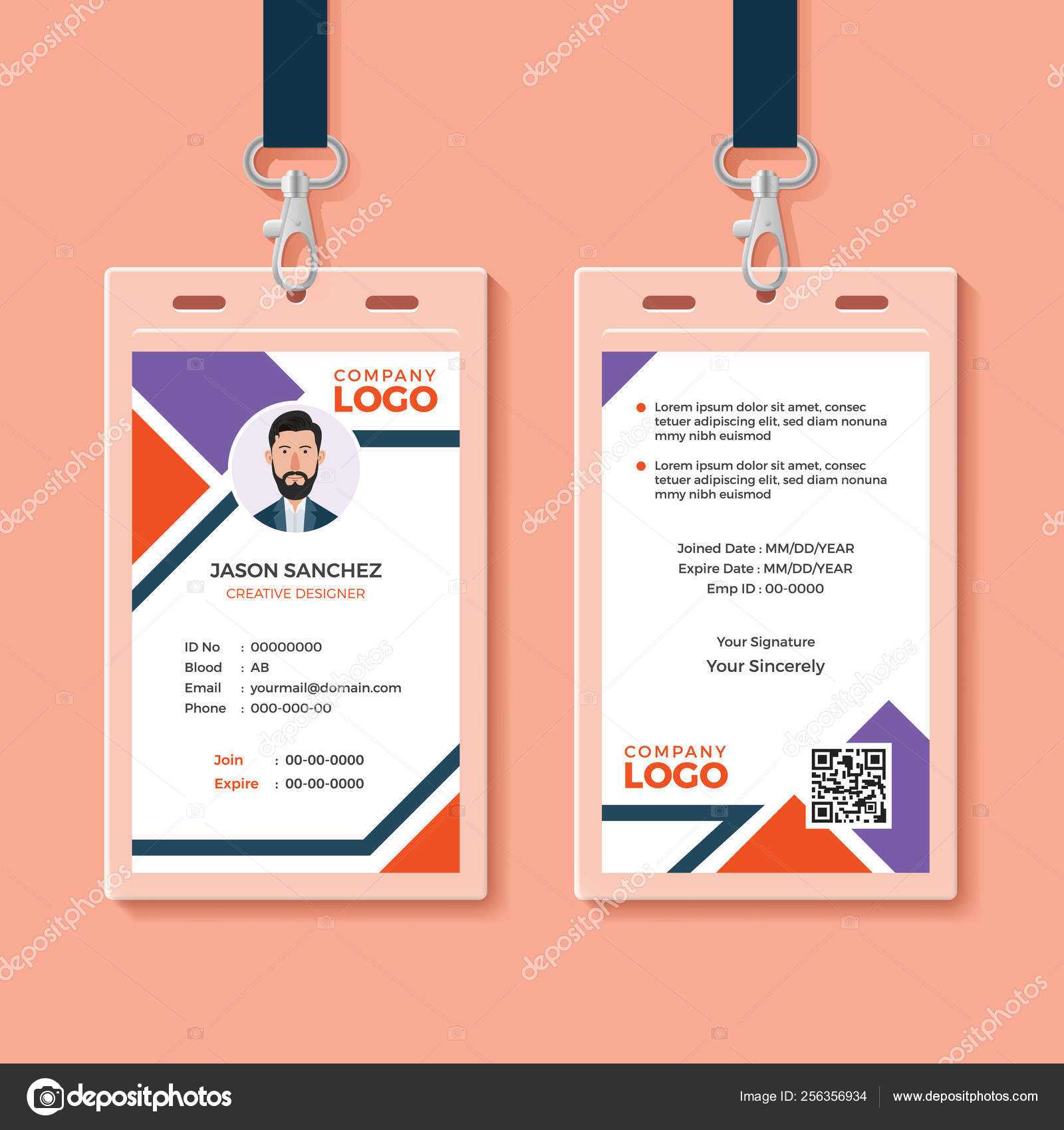 Id Card Design Template — Stock Vector © Bonezboyz #256356934 For Company Id Card Design Template