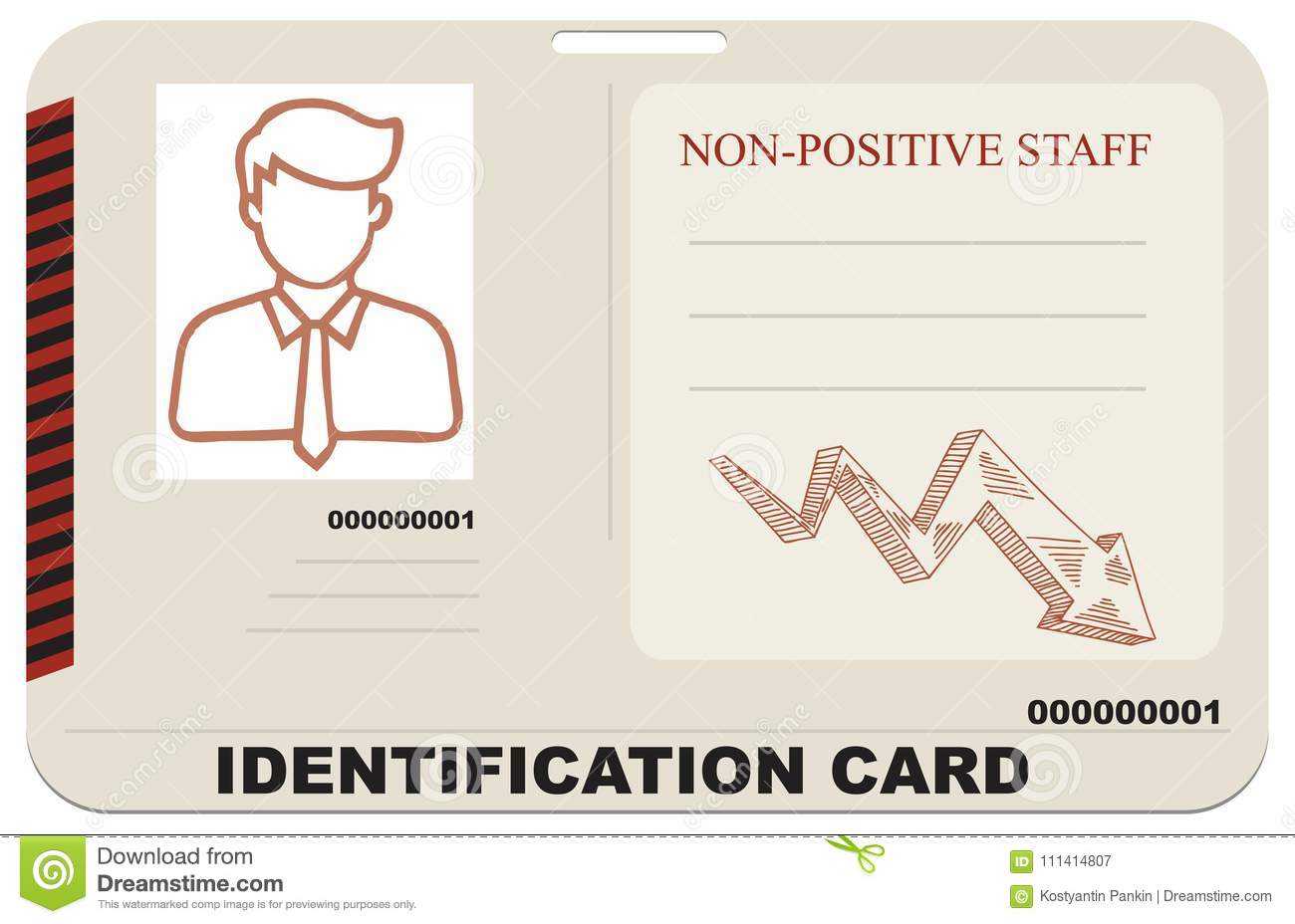 Identification Card For Non Positive Staff Stock Vector Regarding Mi6 Id Card Template