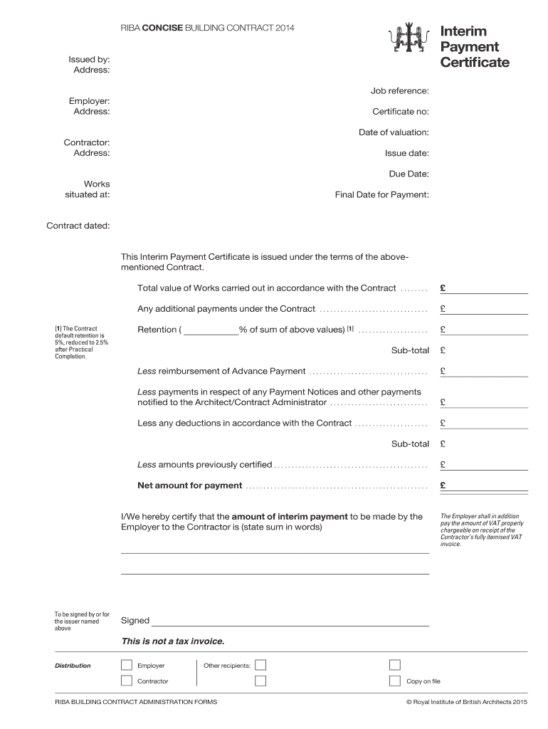 Interim Certificate – Fill Online, Printable, Fillable Regarding Construction Payment Certificate Template