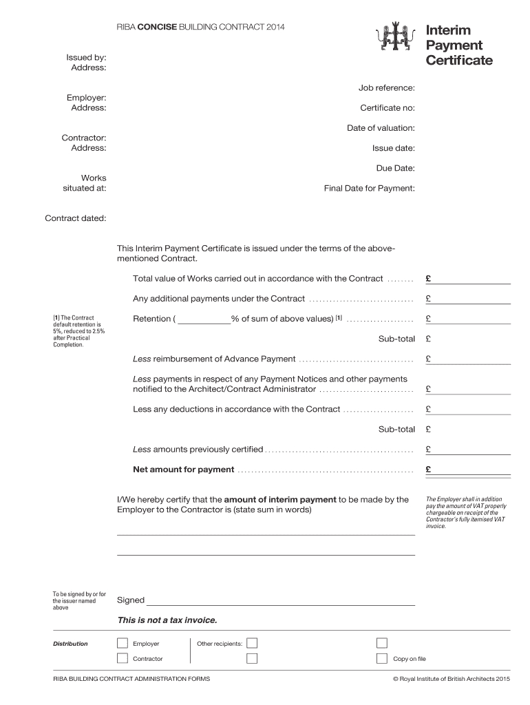 Interim Certificate – Fill Online, Printable, Fillable Within Practical Completion Certificate Template Uk