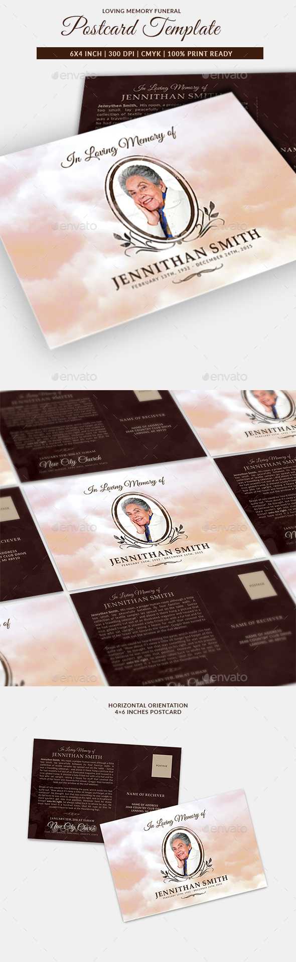 Invitation Postcard Graphics, Designs & Templates Within Funeral Invitation Card Template