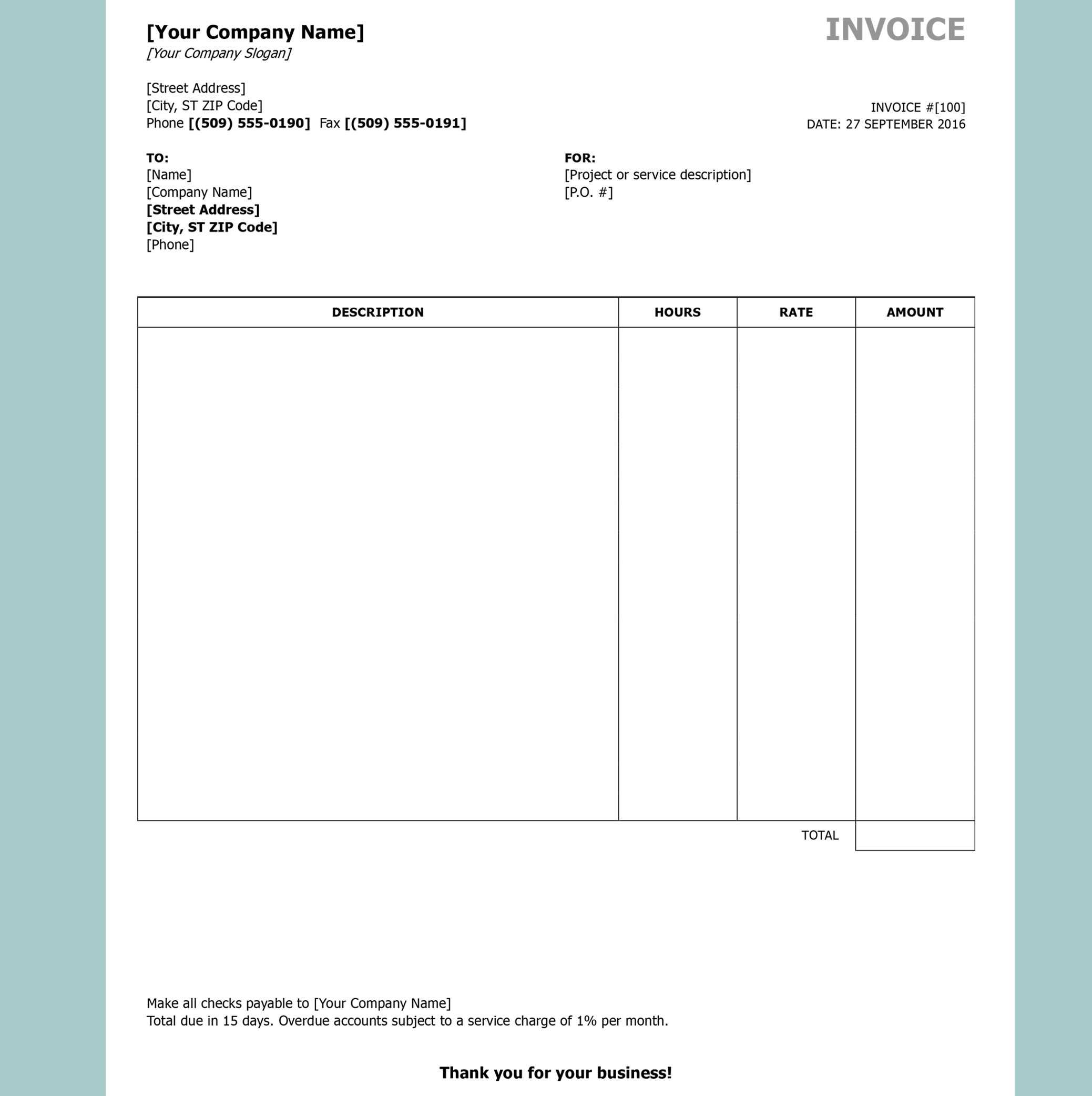 Invoice Template For Openoffice Lovely Service Invoice With Regard To Openoffice Business Card Template