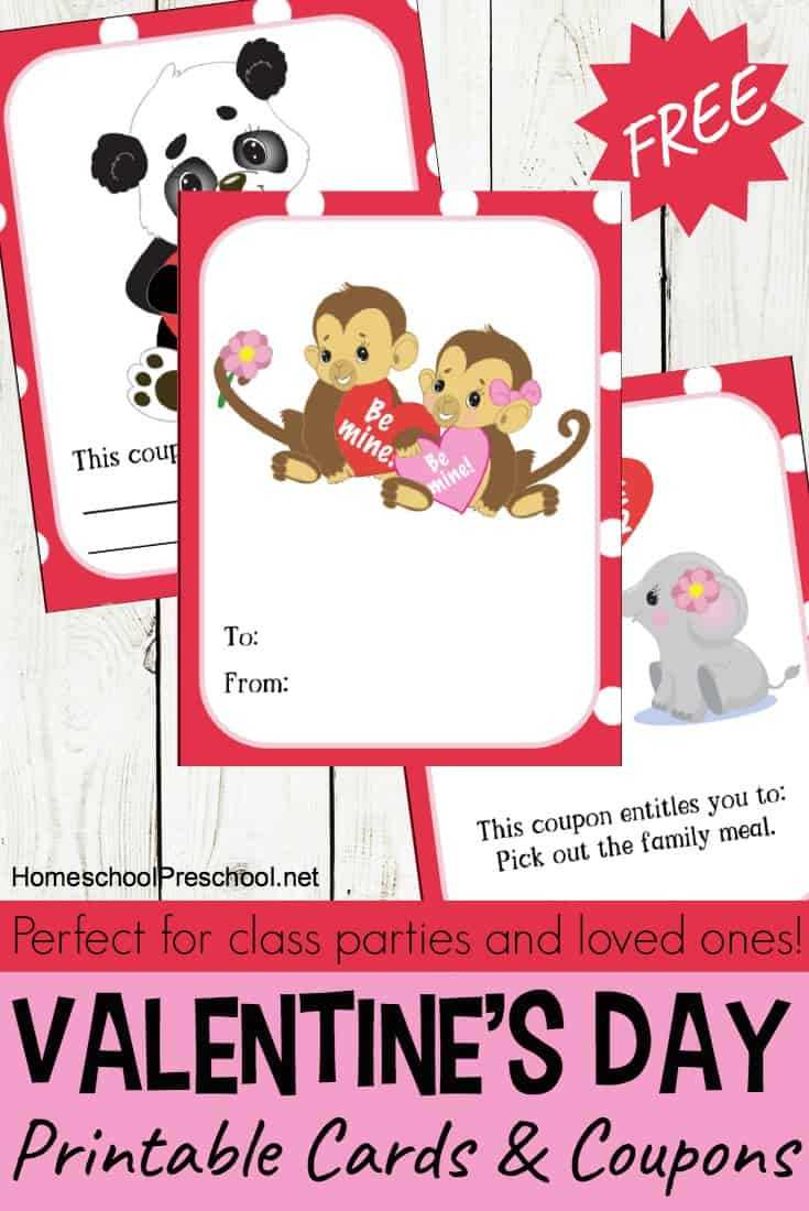 Jungle Love Animal Themed Printable Valentine Cards For Kids Inside Valentine Card Template For Kids