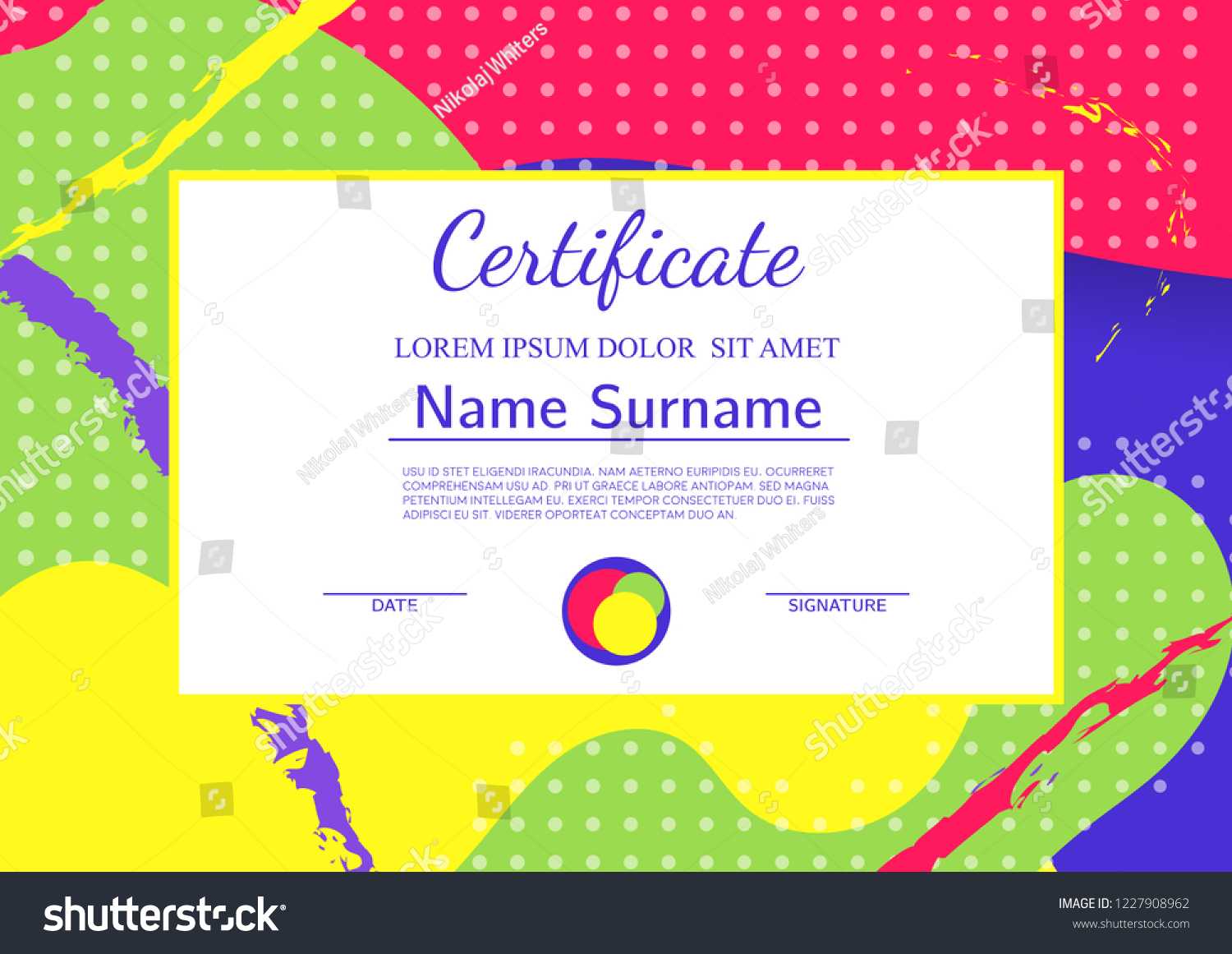 Kids Diploma Certificate Template Abstract Shapes Stock Inside Fun Certificate Templates