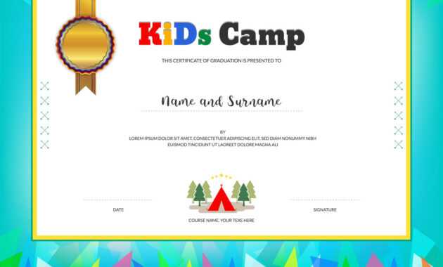 Kids Summer Camp Diploma Or Certificate Template inside Summer Camp Certificate Template