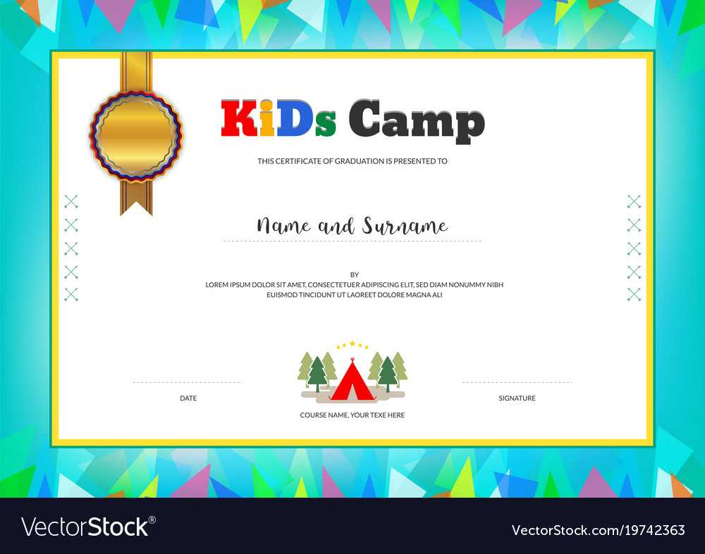 Kids Summer Camp Diploma Or Certificate Template Inside Summer Camp Certificate Template