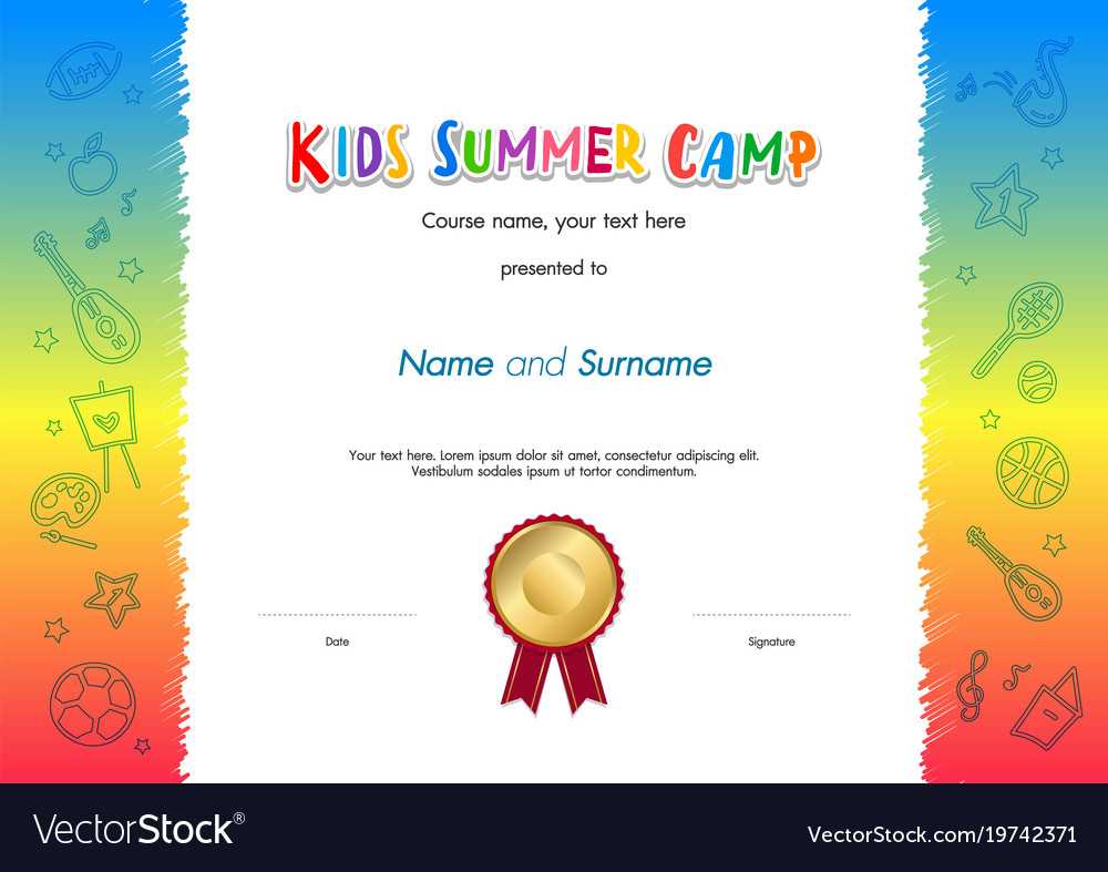 Kids Summer Camp Diploma Or Certificate Template Regarding Summer Camp Certificate Template