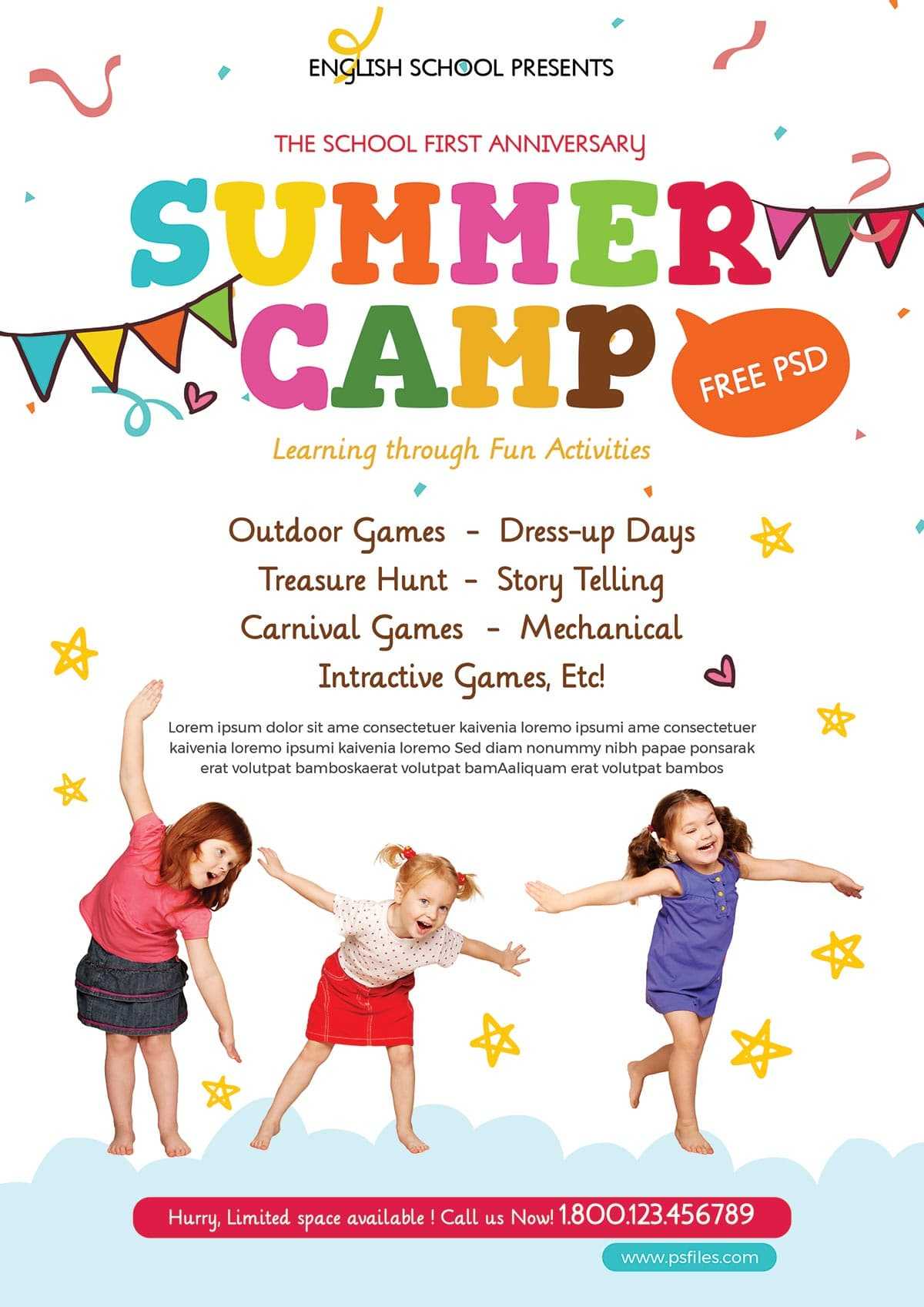Kids Summer Camp Party Free Psd Flyer Template – Free Psd Pertaining To Summer Camp Brochure Template Free Download
