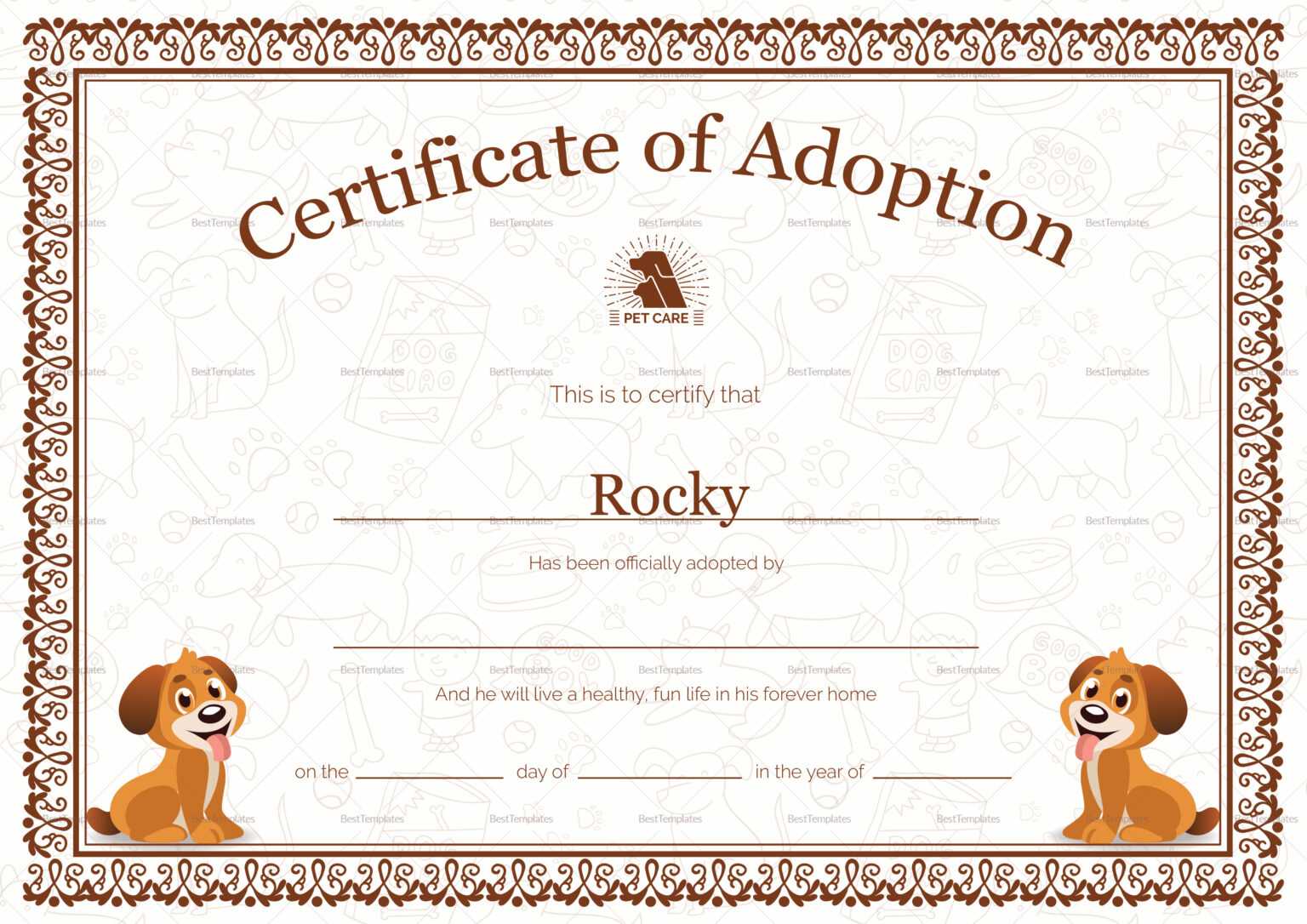 kitten adoption certificate intended for blank adoption