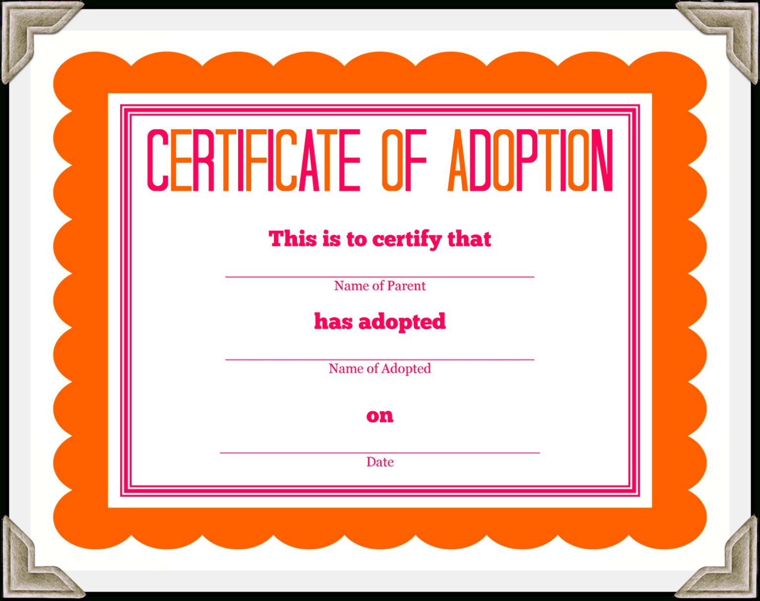 Kitten Adoption Certificate pertaining to Pet Adoption Certificate