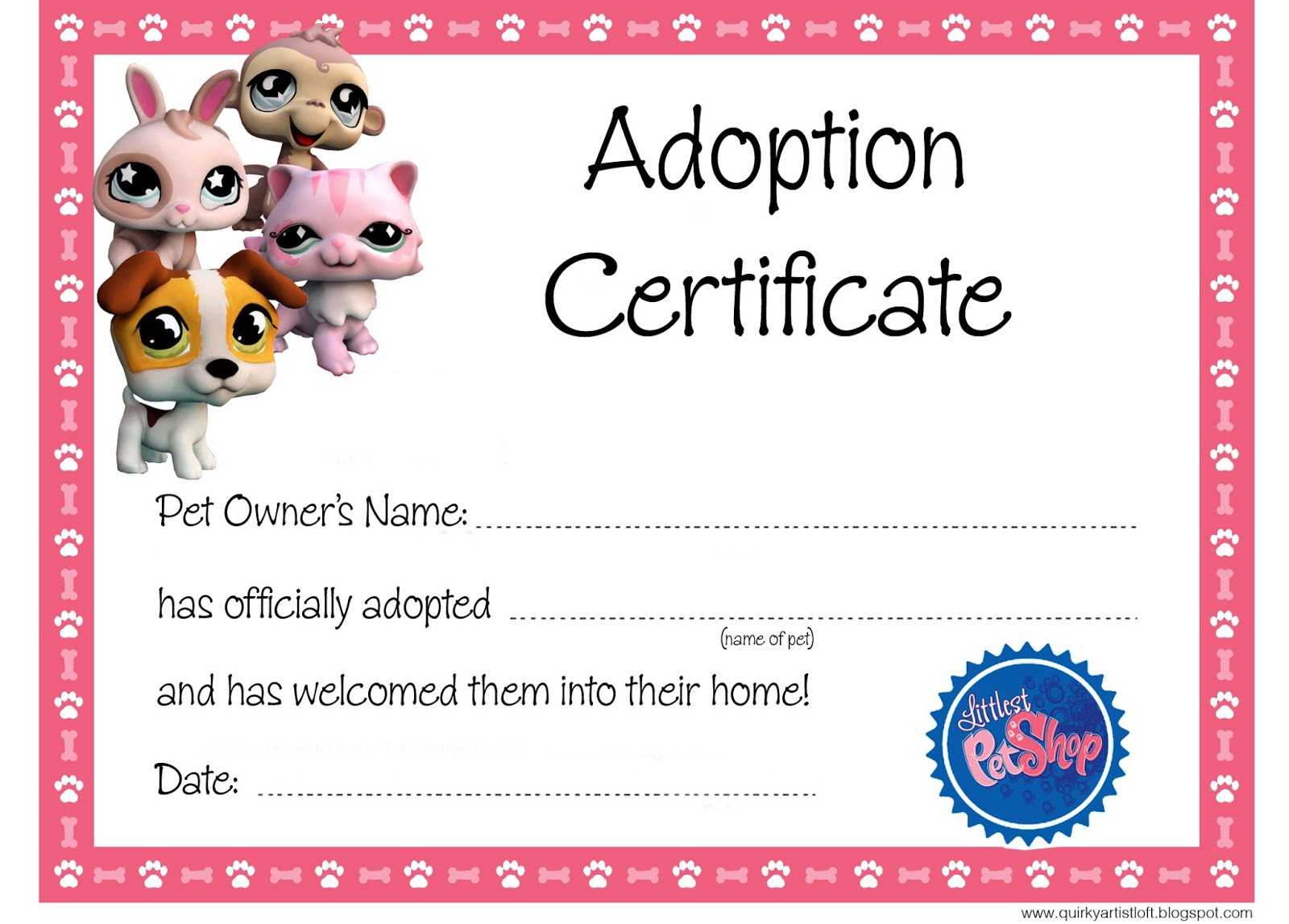 Kitten Adoption Certificate Within Toy Adoption Certificate Template