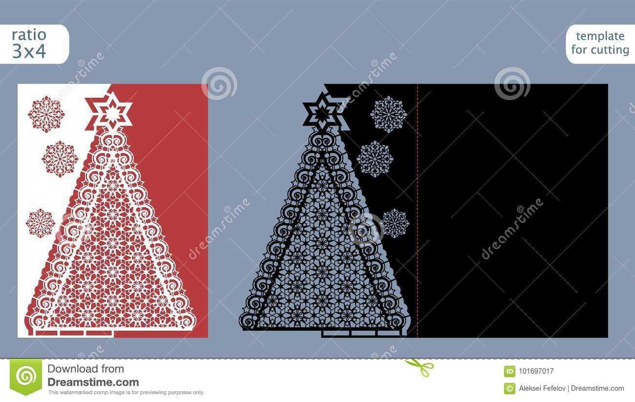 Laser Cut Out Christmas Card Template. Die Cut Paper Card For Fold Out Card Template
