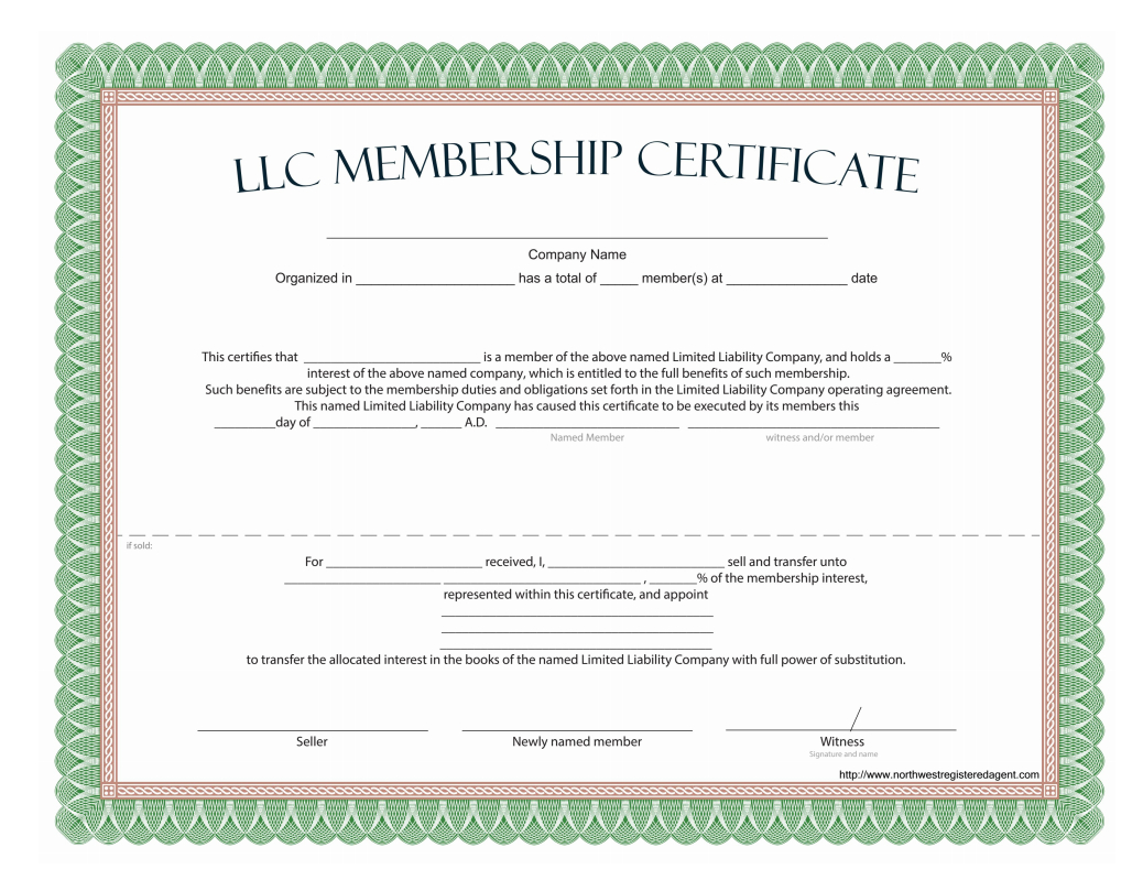 Llc Membership Certificate - Free Template Inside Llc Membership Certificate Template Word