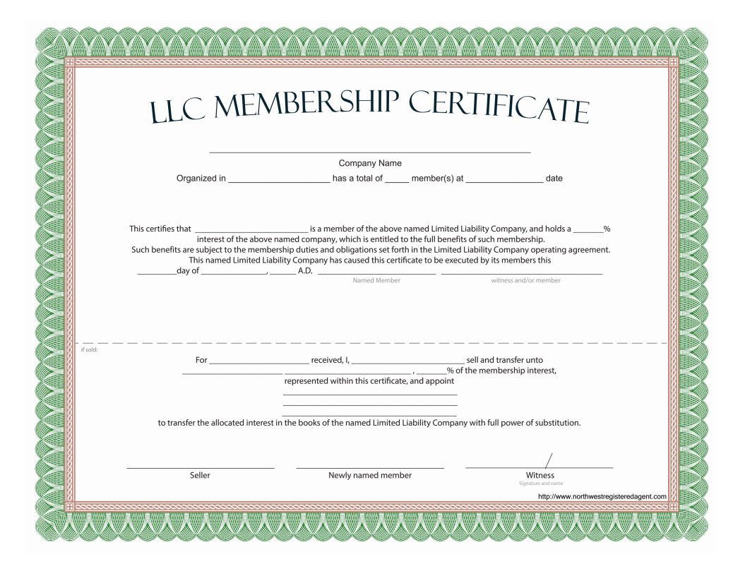 Llc Membership Certificate – Free Template With Llc Membership Certificate Template