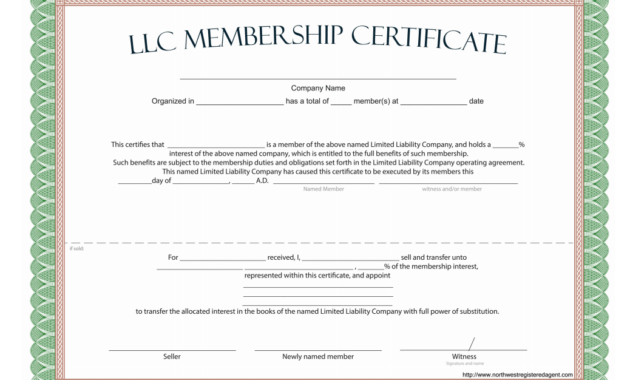 Llc Membership Certificate - Free Template with New Member Certificate Template