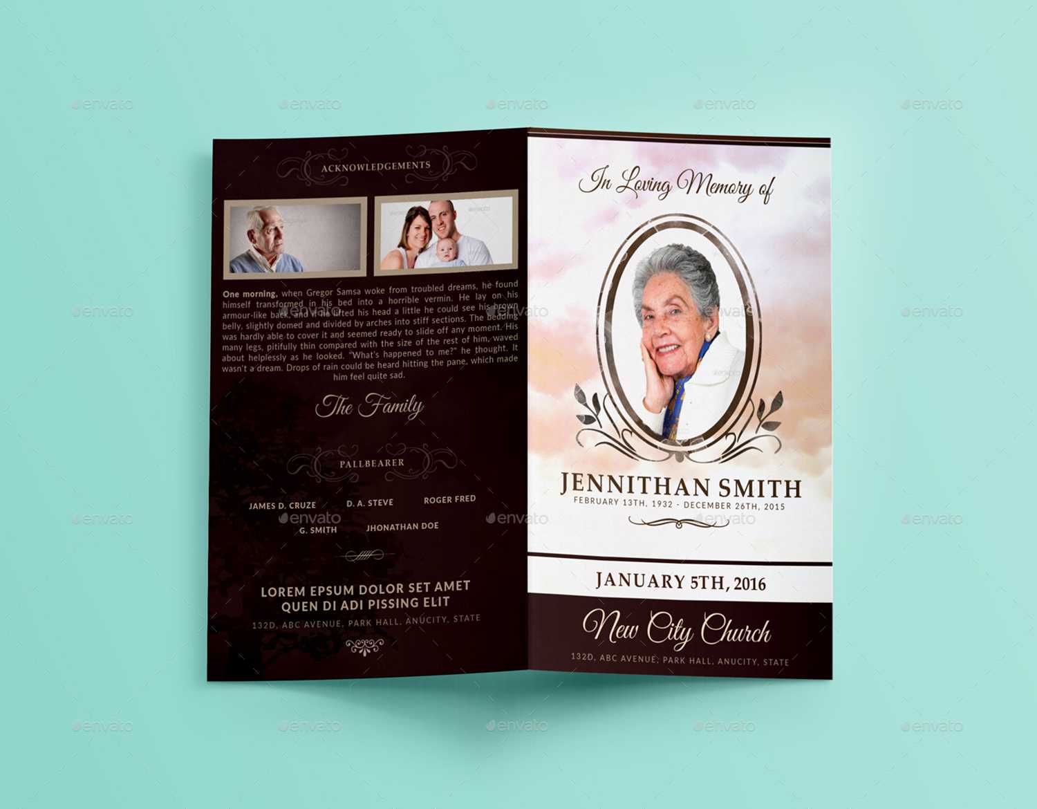 Loving Memory Funeral Program Brochure Template 01 With Regard To Memorial Brochure Template