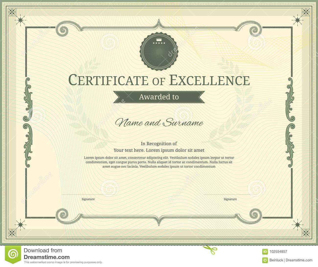 Luxury Certificate Template With Elegant Border Frame In Commemorative Certificate Template
