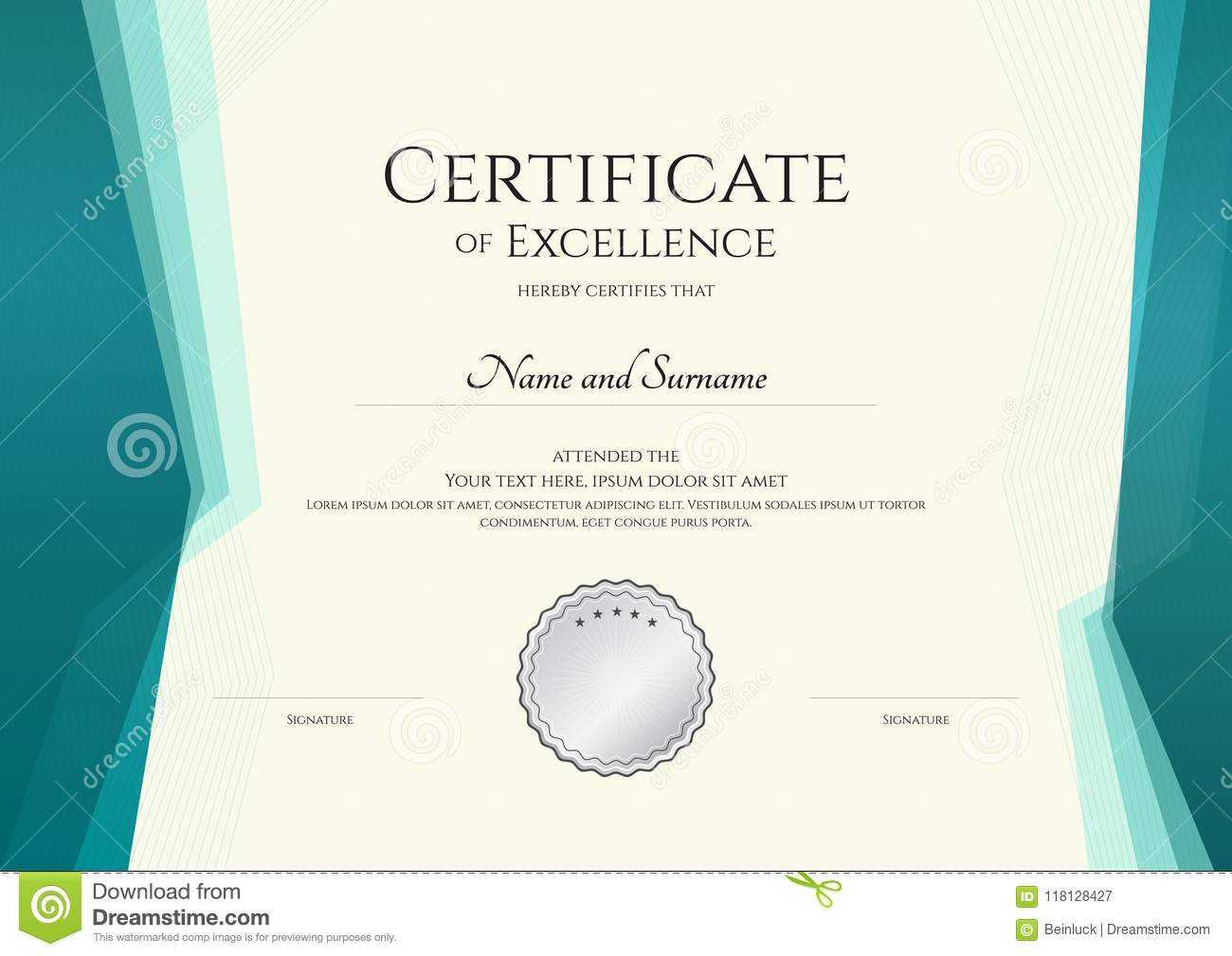 Luxury Certificate Template With Elegant Border Frame In Landscape Certificate Templates