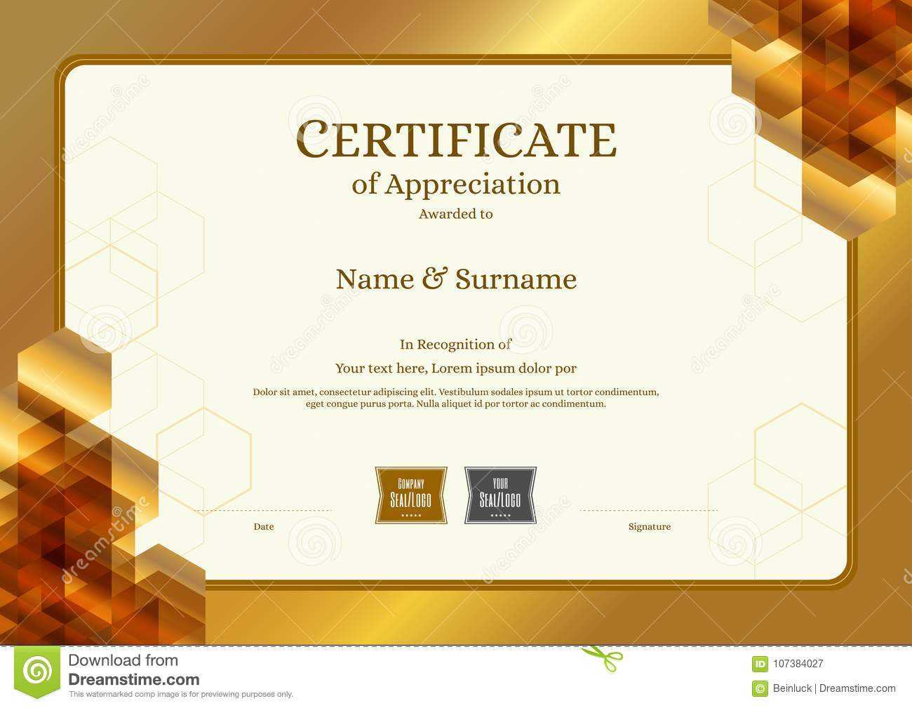 Luxury Certificate Template With Elegant Border Frame With Regard To Elegant Certificate Templates Free