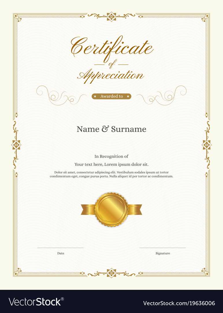 Luxury Certificate Template With Elegant Border Regarding Anniversary Certificate Template Free