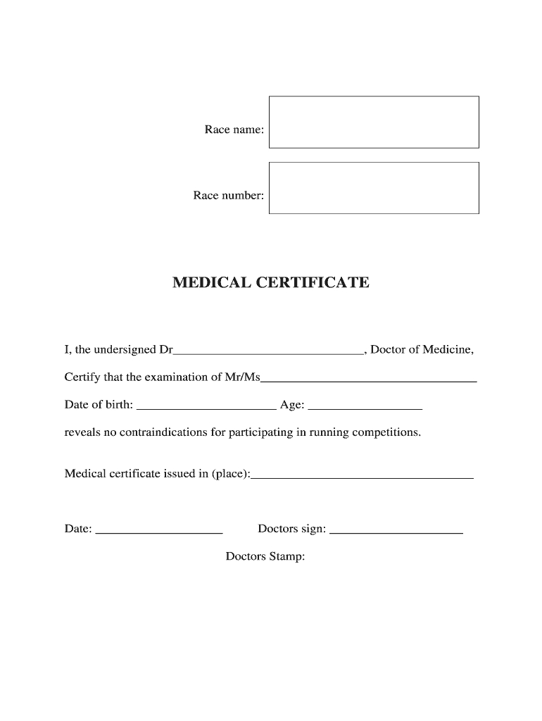 Marathon Medical Certificate – Fill Online, Printable Within Fake Medical Certificate Template Download