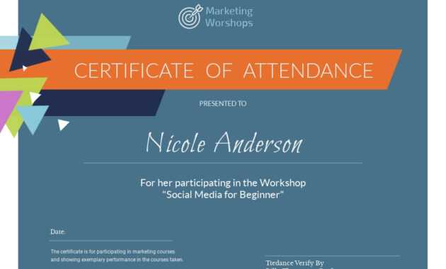 Marketing Workshop - Certificate Template - Visme regarding Workshop Certificate Template
