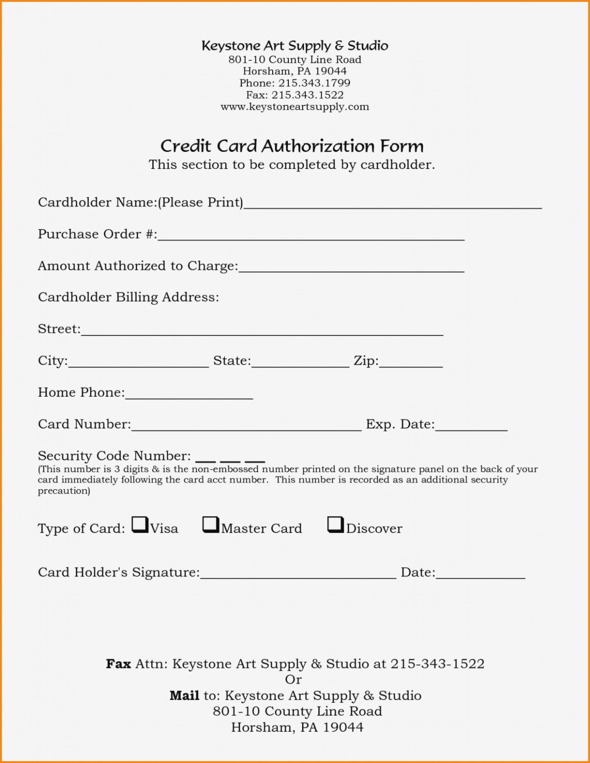 Marvelous Credit Card Authorization Form Template Microsoft With Regard To Credit Card On File Form Templates