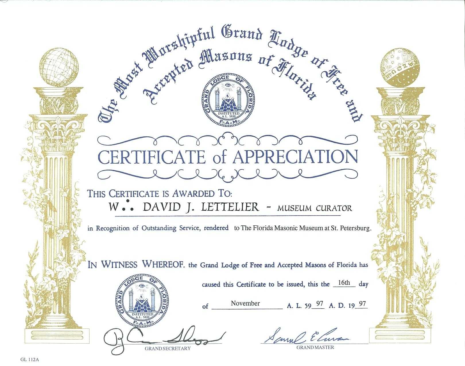 Masonic Certificate Template Free | Certificatetemplatefree Inside Life Membership Certificate Templates