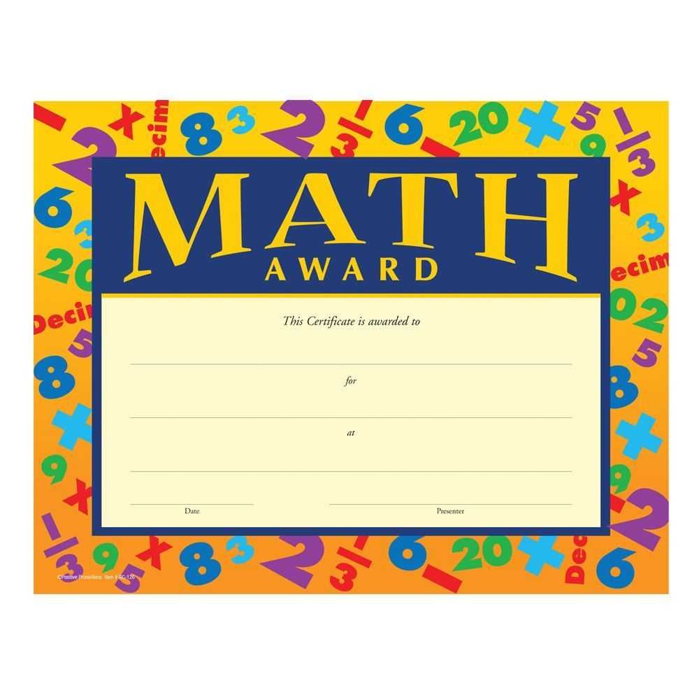 Math Award Certificate Tunu redmini co Regarding Math Certificate 