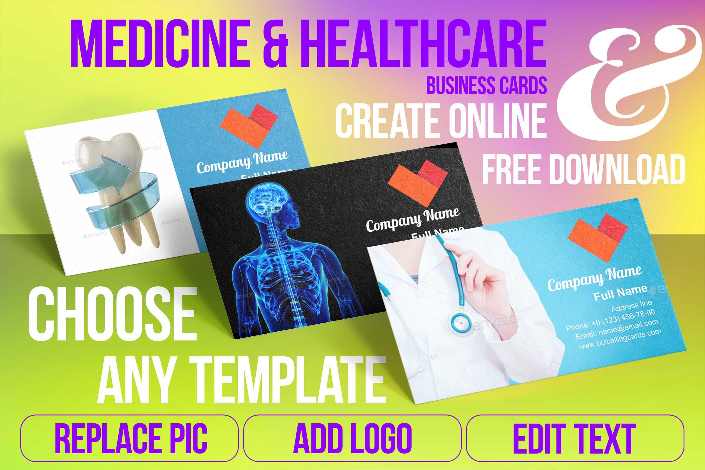 Medicine & Healthcare Business Card Samples For Create Throughout Medical Business Cards Templates Free