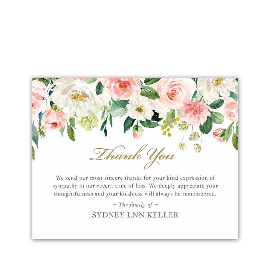 Memorial Thank You Card Template For Funerals Blush Template In Sympathy Thank You Card Template